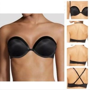 NWT Maidenform Strapless Plunge Push Up Bra 34D Black